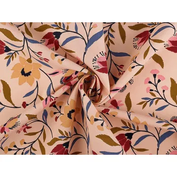 Bavlněná látka / plátno květy METRÁŽ - 3 lososová světlá