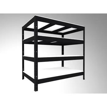 regál Regál do domácnosti Biedrax 60 x 90 x 120 cm, černý, 4 police bílé lamino 12mm, nosnost 300 kg na polici