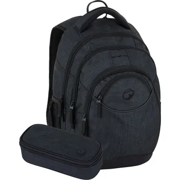 Studentský batohový 3-dílný set Bagmaster ENERGY 25 A ČERNÝ (batoh,pouzdro)