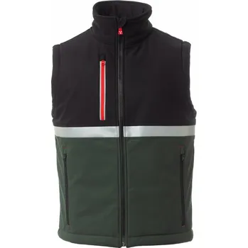 Pánská vesta Payper WISE VEST PAD – pánská extra teplá softshellová vesta, WP 8000 mm, výplň 160 g/m², reflexní prvky, 3vrstvý softshell 320 g/mq Barva: LESNÍ ZELENÁ/ČERNÁ, Velikost: 3XL