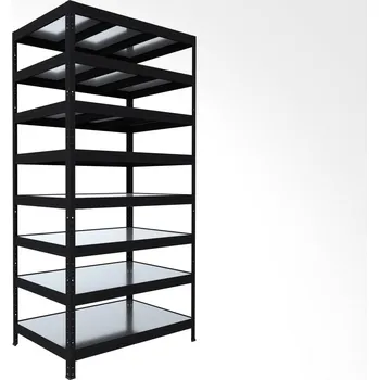 regál Regál do domácnosti Biedrax 45 x 120 x 270 cm, černý, 8 polic plech zinek, nosnost 150 kg na polici