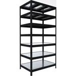 Regál do domácnosti Biedrax 45 x 120 x 240 cm, černý, 7 polic plech zinek, nosnost 150 kg na polici