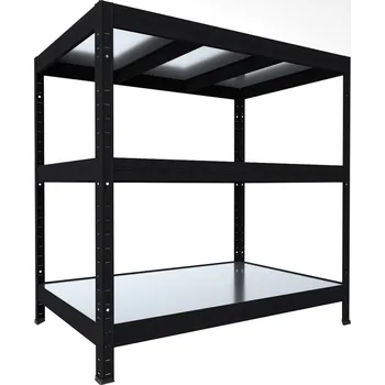 Dílenský regál Regál do technické místnosti Biedrax 45 x 90 x 120 cm, černý, 3 police plech zinek, nosnost 150 kg na polici