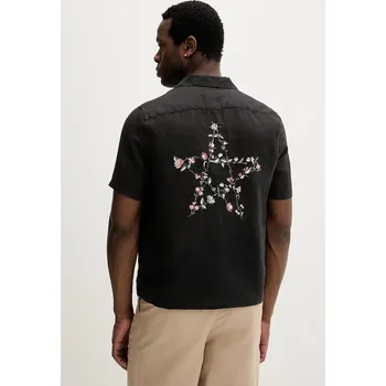 Pánská košile Lněná košile AllSaints TRI M053SE černá 99X, vel. XL