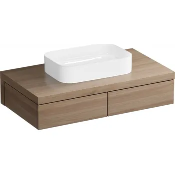 RAVAK Nábytkový set Ravak Formy, skříňka 100 s deskou ořech, umyvadlo Ceramic Slim 55 na desku hranaté bílé X000001036;XJX0E155004