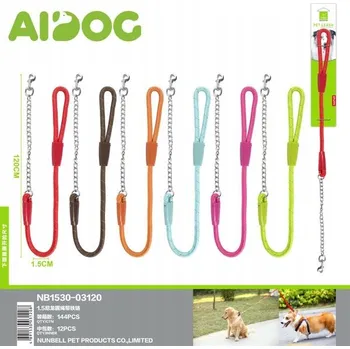 Vodítko pro psa Vodítko pro psa vyrobená z nylonu a řetízku – 120 cm