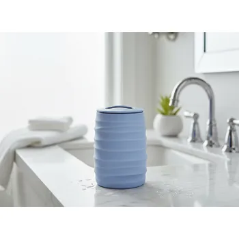 WC štětka Koupelnový hrnek s reliéfem DANILO modrá 8,2 x 8,2 x 11 cm 733727