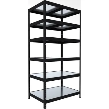 regál Regál do domácnosti Biedrax 50 x 60 x 210 cm, černý, 6 polic plech zinek, nosnost 150 kg na polici
