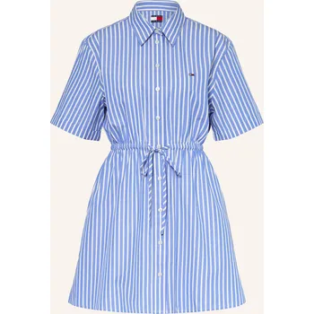 Dámské šaty Tommy Jeans Dámské Košilové Šaty, modrá / bílá, 38
