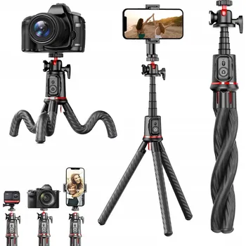 Stativ STATIV TYPU CHOBOTNICE ČERNÝ MULTIFUNKČNÍ TELESKOPICKÝ STATIV S DÁLKOVÝM OVLÁDÁNÍM