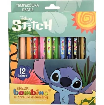 Pastelka Hrubé pastelky Stitch Bambino 12 ks v dřevěném rámu