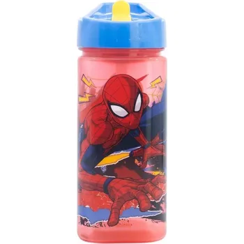 STOR Dětská láhev s brčkem Spiderman Square – 510 ml, 83514