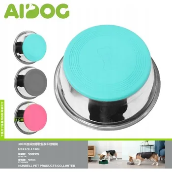 Miska pro psa 30cm Nerezová miska pro zvířata s gumovým dnem