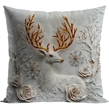 Polštář Vánoční polštář CHRISTMAS DEER 3D 40x40 cm, stříbrný efekt, Mybesthome Varianta: Povlak na polštář, 40x40 cm