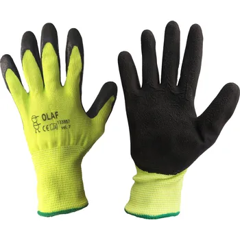 Pracovní rukavice PRAPOR OLAF / Bezešvé polomáčené rukavice - černá/žlutá 9