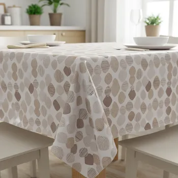 ubrus TextilCentrum.cz Bonita ubrus PVC s textilním podkladem 182.1 béžové oválky, š.140cm (metráž) (20064-01) Béžová 140x100 cm metráž