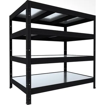 regál Regál do domácnosti Biedrax 45 x 120 x 90 cm, černý, 4 police plech zinek, nosnost 150 kg na polici