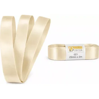 Stuha Stuha saténová krémová - skládaná 25mm x 3m (6,30Kč/m) (Jednobarevná saténová stuha, skládaná, barva krémová, oboustranný satén)