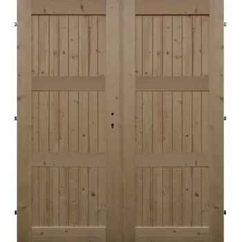 Interiérové dveře Levné univerzální dveře LU 3 V dvoukřídlé (šíře 125 cm) (Masivní smrkové dveře)