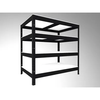 Dílenský regál Regál do technické místnosti Biedrax 60 x 90 x 120 cm, černý, 4 police bílé lamino 12mm, nosnost 200 kg na polici