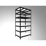 Regál do domácnosti Biedrax 45 x 120 x 270 cm, černý, 7 polic bílé lamino 12mm, nosnost 200 kg na polici