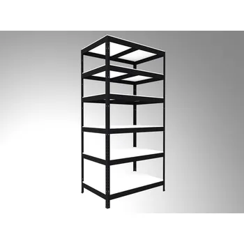 regál Regál do domácnosti Biedrax 45 x 90 x 210 cm, černý, 6 polic bílé lamino 12mm, nosnost 200 kg na polici