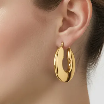 Náušnice Moderní kruhové náušnice „Gold Loop“ z pozlacené oceli č. 1891