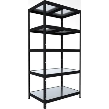 regál Regál do domácnosti Biedrax 50 x 60 x 210 cm, černý, 5 polic plech zinek, nosnost 150 kg na polici