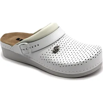 Dámská zdravotní obuv Leon 5002 Dámská kožená zdravotní obuv s přezkou - bílá Velikost: 41