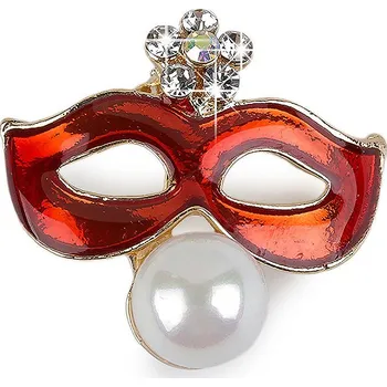 Brož Brož s broušenými kamínky a perlou maska Varianta: červená, Balení: 1 ks
