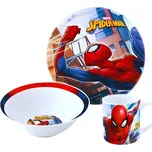 STOR Dětská keramická jídelní souprava Spiderman – talíř, miska a hrnek (3 ks), 78375