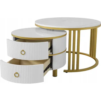 Konferenční stolek Konferenční stolek Arhatreya kulatý 70 x 70 x 46 cm bílý