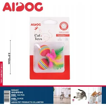 Hračka pro kočku Hračka pro kočky - míčky s peříčky, zabaví na dlouho