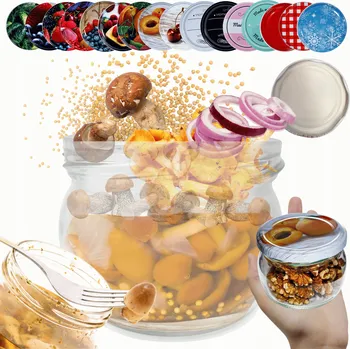 Sklenice Zavařovací Sklenice 260 Ml džemy džemy koření houby KOMPLET s VÍKEM 82 mm