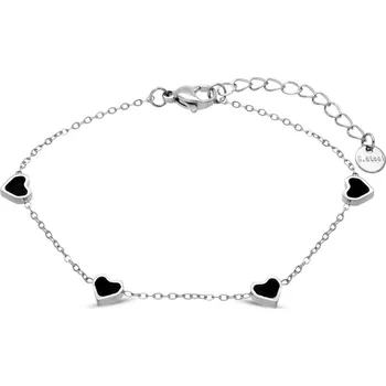 Náramek VERONA 3086-1 Náramek z chirurgické oceli černé srdíčka Ellami