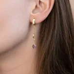 Lillian Vassago Exkluzivní zlaté náušnice s přírodním ametystem a perletí LLV22-GER310AM