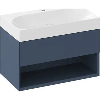 Koupelnový nábytek RAVAK Nábytkový set Ravak Lite, skříňka 80 pod umyvadlo deepsea blue, umyvadlo Lite 80 nábytkové bílé X000001863;XJX01280005