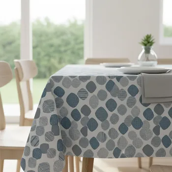 ubrus Ubrus PVC s textilním podkladem 182.5, šedo-modré oválky, š.140cm (metráž)