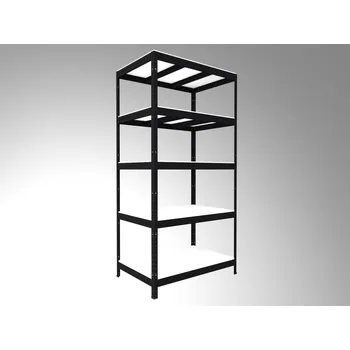 regál Regál do domácnosti Biedrax 50 x 90 x 240 cm, černý, 5 polic bílé lamino 12mm, nosnost 300 kg na polici