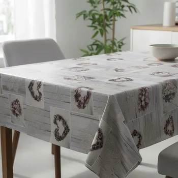 ubrus Ubrus PVC s textilním podkladem 115-1, krajka a srdce na dřevě, šedá, š.140cm (metráž)