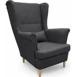 Křeslo ušák VISBY – masiv, látka, šedá Kupžidle 245913186