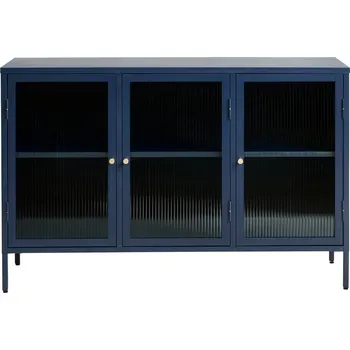Knihovna Modrá kovová vitrína Unique Furniture Bronco, výška 85 cm ID_1415883