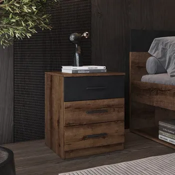 Noční stolek Noční stolek Beta se šuplíky - dub monastery / černá