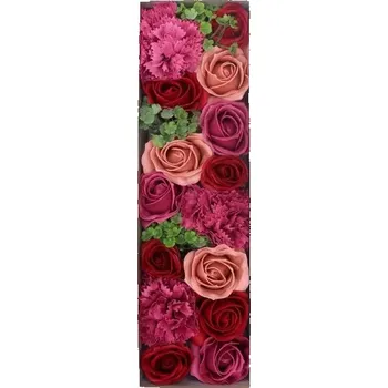 Mýdlo AWM, Ltd, S3 8AL Dárkový box Mýdlových květů dlouhý - Vintage Růže - Rudý