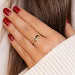 Lillian Vassago Zlatý prsten s motivem listů se smaltem a zirkony LLVG-GR003 Velikost prstenu: 60