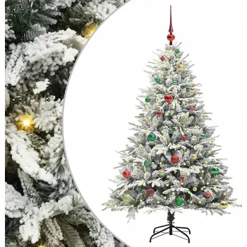 Vánoční stromek Umělý předsvícený vánoční stromek s sadou koulí Zelená 150 cm