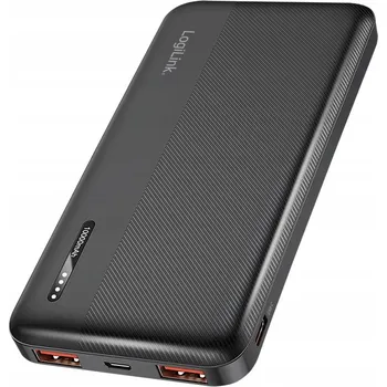 Powerbanka Výkonná powerbanka 10000 mAh PD 20W LED LogiLink USB-C QC3.0 2xUSB-A černá