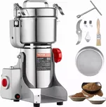 Elektrický mlýnek na obilí, 750g vysokorychlostní mlýnek na koření s příkonem 2000 W, nerezový mlýnek, na suchá zrna, koření, otočný typ , HC-750Y | stříbrná