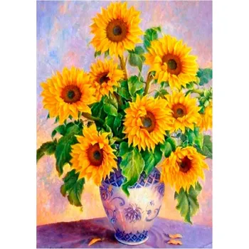 Výtvárné potřeby MyCreativ Diamantové malování, obrázek, SLUNEČNICE VE VÁZE, 30x40cm