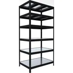 Regál na šanony Biedrax 60 x 90 x 210 cm, černý, 6 polic plech zinek, nosnost 150 kg na polici